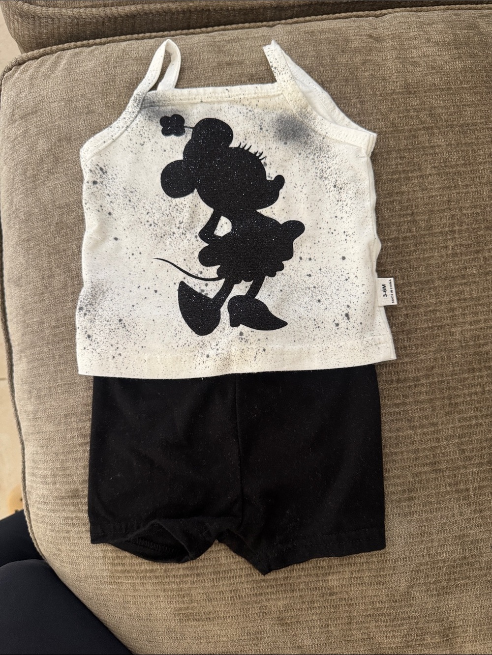 Girls' Black & White Silhouette Tank Top and Shorts Set